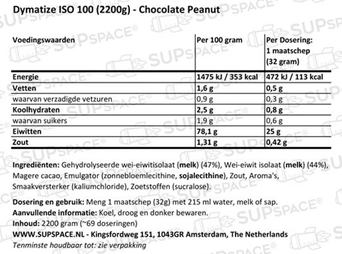 Dymatize Iso 100 Hydrolized Chocolate Peanut (2200 gr)