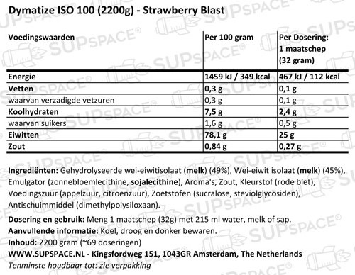 Dymatize Iso 100 Hydrolized Strawberry Blast (2200 gr)