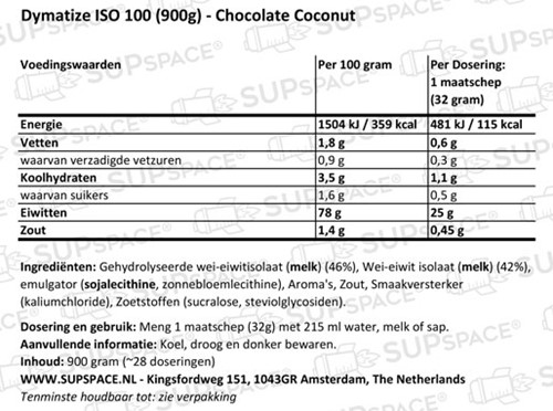 Dymatize Iso 100 Hydrolized Chocolate Coconut (900 gr)