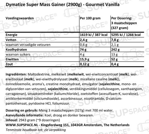 Super Mass Gainer Gourmet Vanilla (2900 gr)