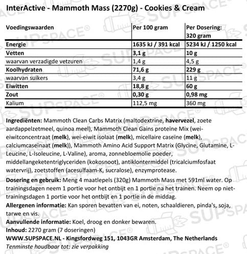 Mammoth Mass Cookies & Cream (2270 gr)