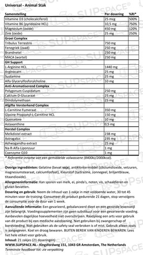 Animal Stak Unflavored (21 packs)
