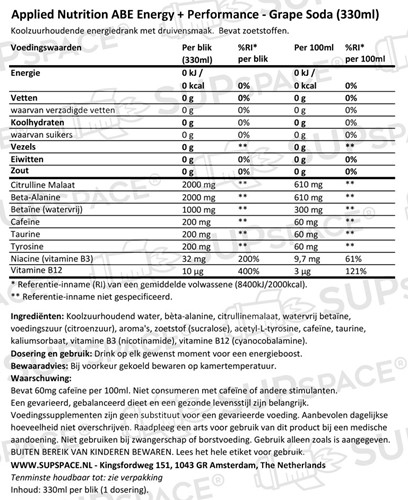 ABE Energy + Performance American Grape Soda (6 x 330 ml)