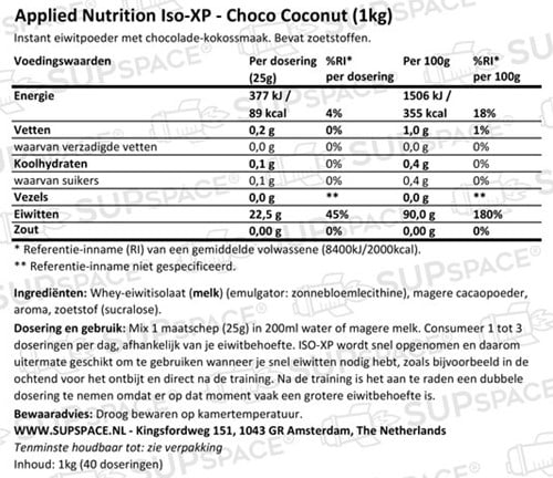 Applied Nutrition Iso-XP Chocolate Coconut (1000 gr)