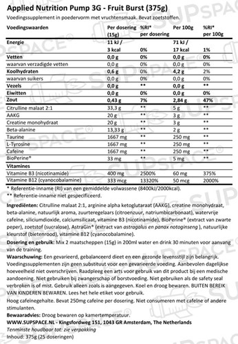 Applied Nutrition Pump 3G Fruit Punch (375 gr)