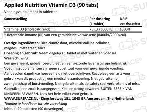 Applied Nutrition Vitamin D3 (90 tabs)
