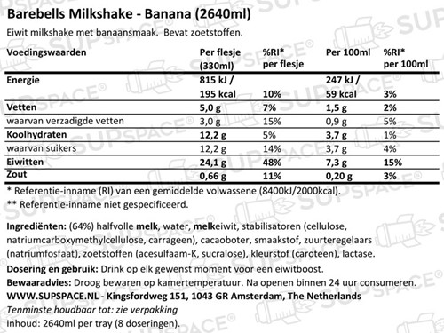 Barebells Milkshake Banana (8 x 330 ml) 
