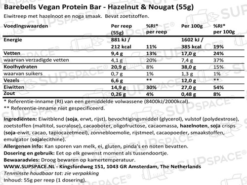 Barebells Vegan Hazelnut Nougat (1 x 55 gr)