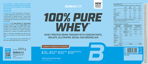 BioTechUSA 100% Pure Whey Chocolat-Noix de coco (2270 g)-2