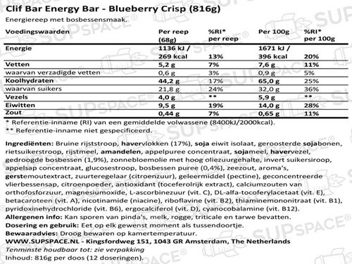 Clif Bar Blueberry Crisp (12 x 68 gr)