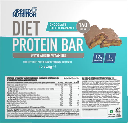 Applied Nutrition Diet Protein Bar Chocolat Caramel salé (12 x 45 g)-3