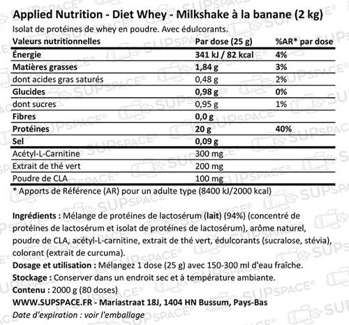 Applied Nutrition Diet Whey Milkshake à la banane (1800 g)-1