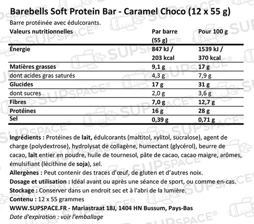 Barebells Soft Protein Bar Caramel Choco (12 x 55 g)-1