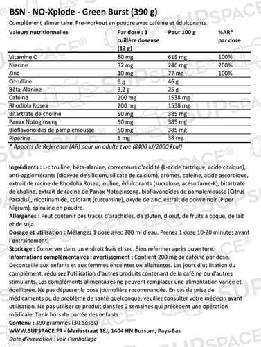 BSN NO-Xplode Green Burst (390 g)-1