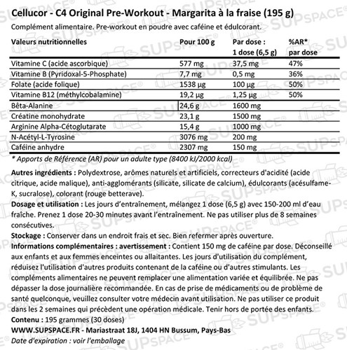 C4 Original Pre-workout Strawberry Margarita (195 g)-1
