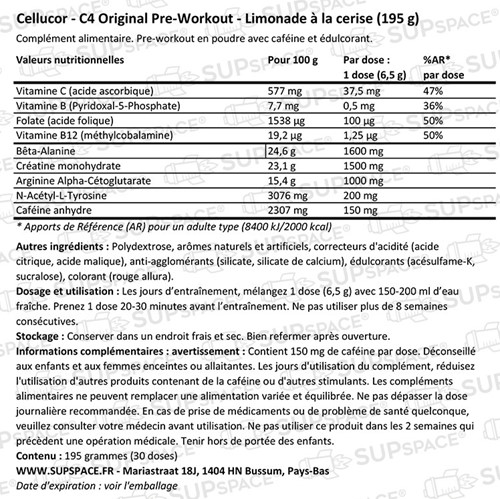 C4 Original Pre-workout Limonade à la cerise (195 g)-1