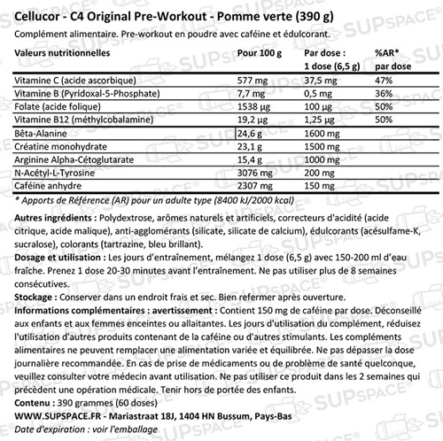 C4 Original Pre-workout Pomme verte (390 g)-1
