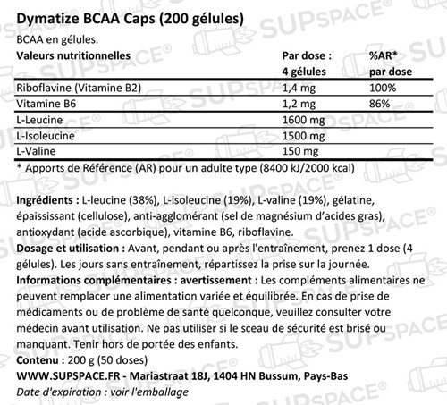 Dymatize BCAA Caps (200 gélules)-1