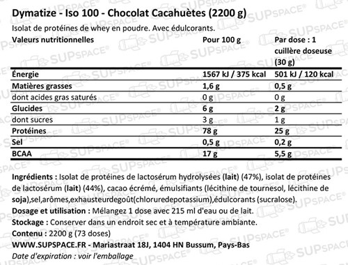 Dymatize ISO 100 Hydrolized Chocolat Cacahuètes (2200 g)-1