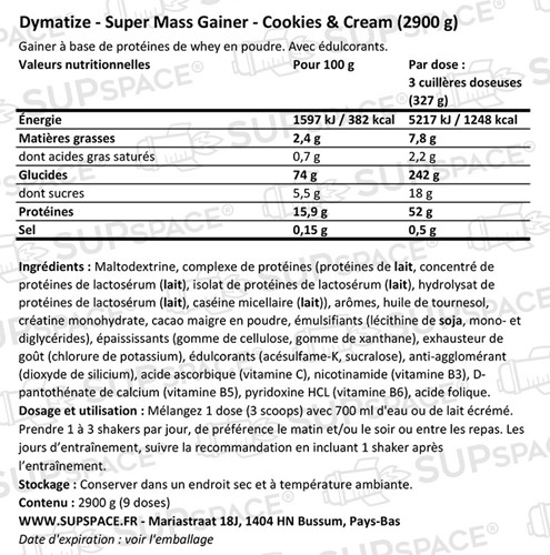 Super Mass Gainer Cookies & Cream (2900 g)-1