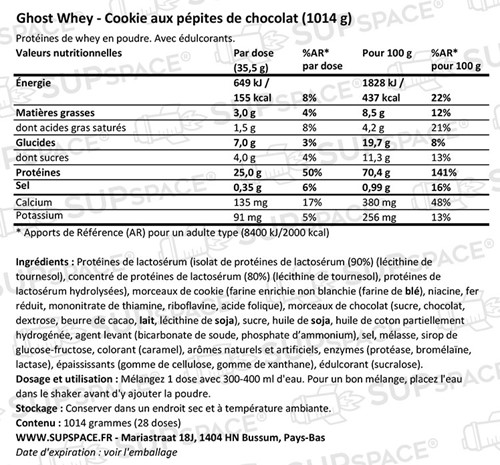 Ghost Whey Cookie aux pépites de chocolat (1014 g)-1