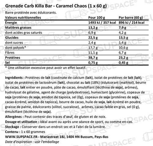 Grenade Carb Killa Protein Bar Caramel Chaos (1 x 60 g)-1