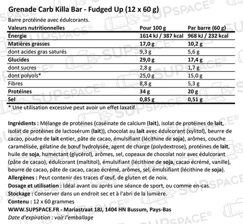 Grenade Carb Killa Protein Bar Fudged Up (12 x 60 g)-1