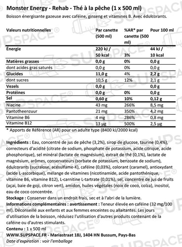 Monster Energy Rehab Thé à la pêche (1 x 500 ml)-1