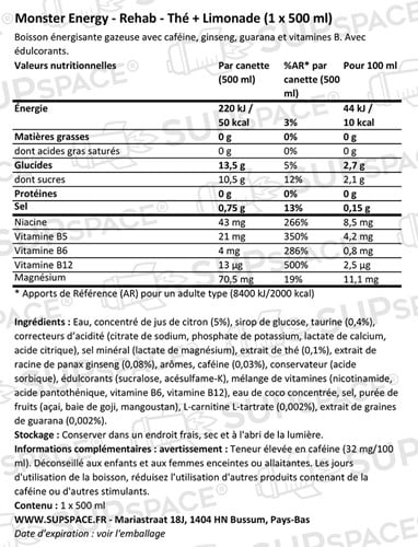 Monster Energy Rehab Thé + Limonade (1 x 500 ml)-1