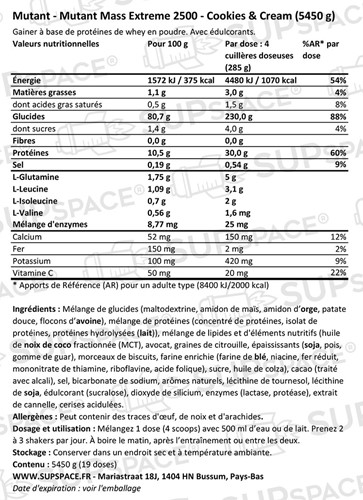 Mutant Mass Extreme 2500 Cookies & Cream (5450 g)-1