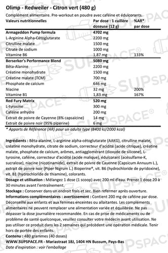 Olimp Redweiler Citron vert (480 g)-1