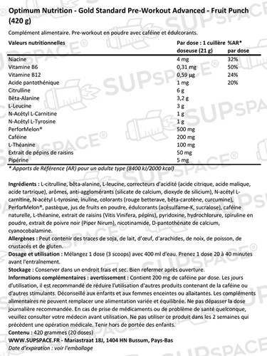 Optimum Nutrition Gold Standard Pre-workout Advanced Fruit Punch (420 g)-1