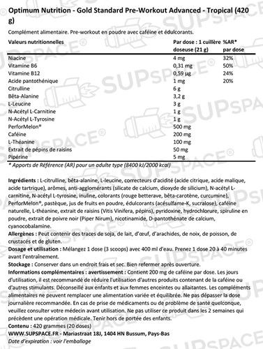 Optimum Nutrition Gold Standard Pre-workout Advanced Tropical (420 g)-1