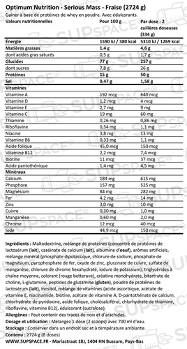Optimum Nutrition Serious Mass Fraise (2724 g)-1