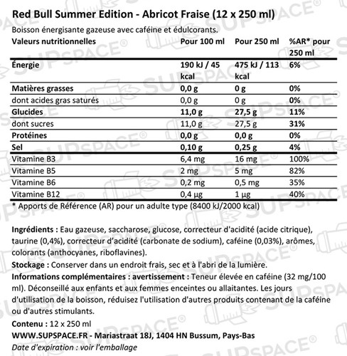 Red Bull Summer Edition Abricot Fraise (12 x 250 ml)-1