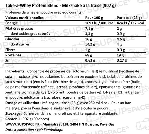 Take-A-Whey Blend Milkshake à la fraise (900 g)-1