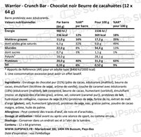 Warrior Crunch Bar Chocolat noir Beurre de cacahuètes (12 x 64 g)-1
