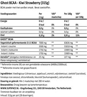 Ghost BCAA Kiwi Strawberry (315 gr)