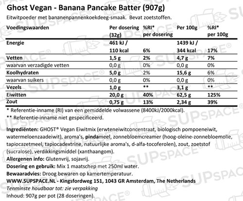 Ghost Vegan Banana Pancake Batter (907 gr)