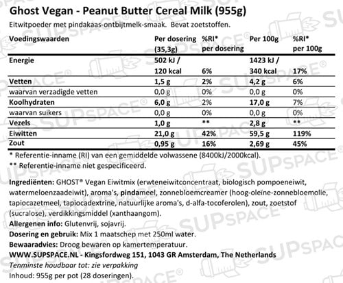 Ghost Vegan Peanut Butter Cereal Milk (907 gr)