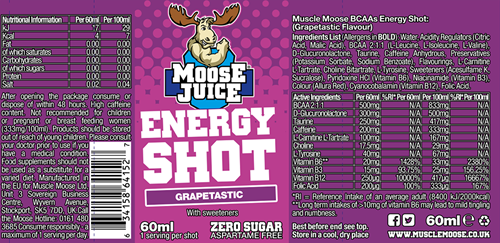Muscle Moose Energy Shots Grapetastic (12 x 60 ml)-3