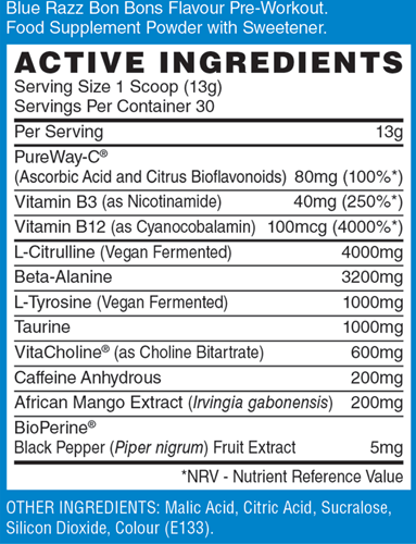 Naughty Boy Energy Pre-Workout Framboise bleue (390 g)-2