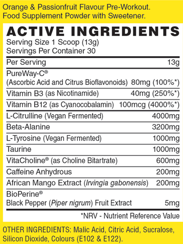 Naughty Boy Energy Pre-Workout Orange & Passionfruit (390 g)-2