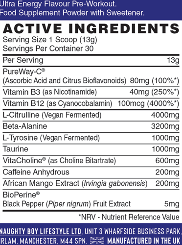 Naughty Boy Energy Pre-Workout Tropical Punch (390 g)-2