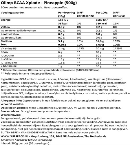 BCAA Xplode Pineapple (500 gr) - Olimp