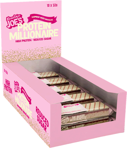 Mountain Joe's Protein Millionaire Framboise Chocolat blanc (10 x 50 g)
