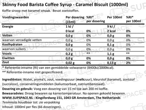 Skinny Barista Coffee Syrup Caramel Biscuit (1000 ml)
