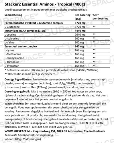 Stacker2 Essential Aminos Tropical (400 gr)