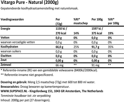 Vitargo Pure Natural (2000 gr)