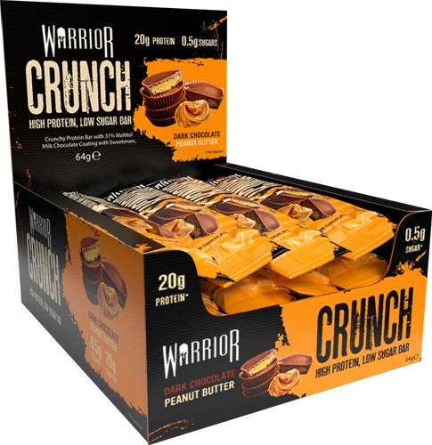 Warrior Crunch Bar Chocolat noir Beurre de cacahuètes (12 x 64 g)
